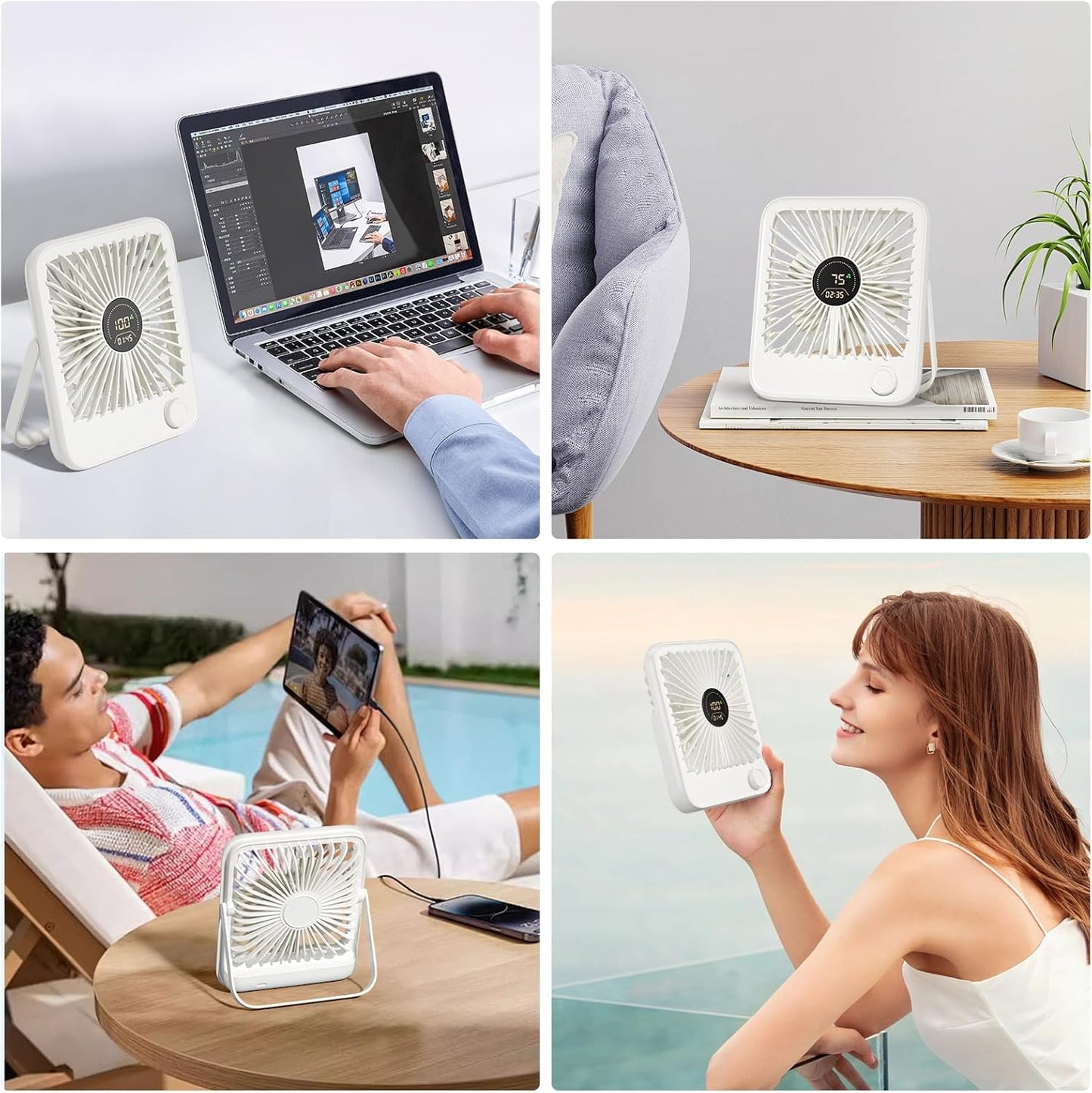 USB Desk Fan: Portable Travel Fan for Cruise Ship Ultra-Quiet Personal Small Fan with 100 Wind Speeds Rechargeable Battery Powered Fans for Office Work Sleeping Makeup