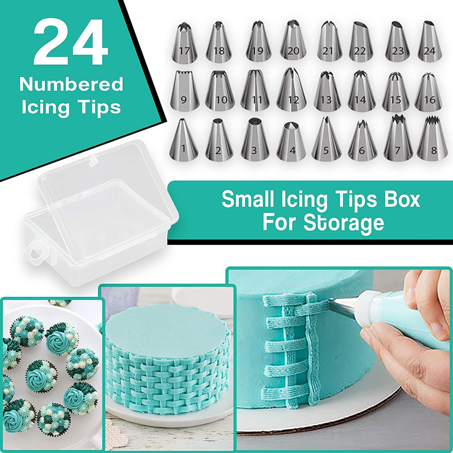 90-Piece Cake Decorating Kit for Beginners – Includes Turntable, 24 Numbered Icing Tips, Russian Piping Nozzles, Cake Leveler, Spatulas & E-Book – Professional Baking Tools