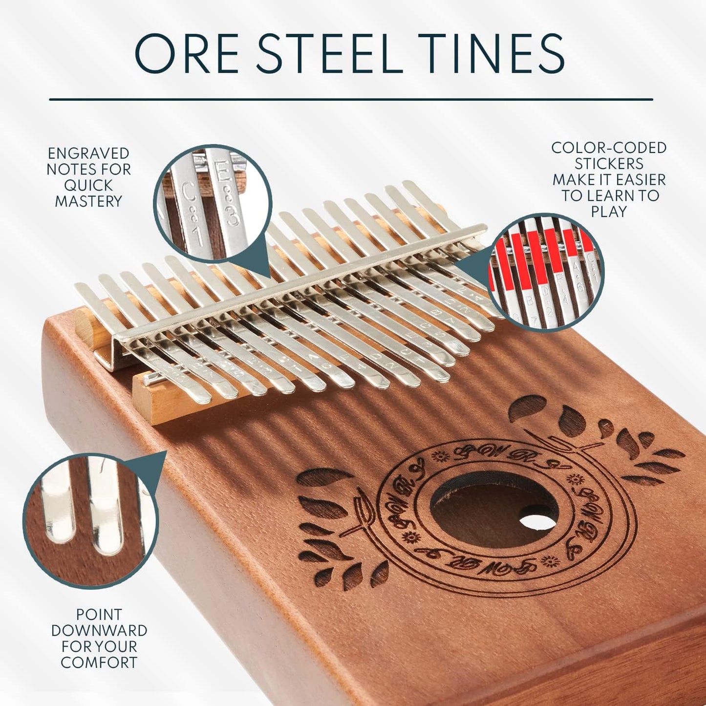 17 Keys Portable Mbira Finger Piano Music Instrument Gifts for Kids and Adults Beginners Thumb Pianos with Tuning Hammer, Finger Covers