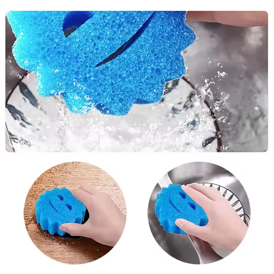 3 Pack Soft in Warm Water Firm in Cold Deep Cleaning Dishwasher Scrub Scratch Free Odor Smile Temperature Sensitive Sponge