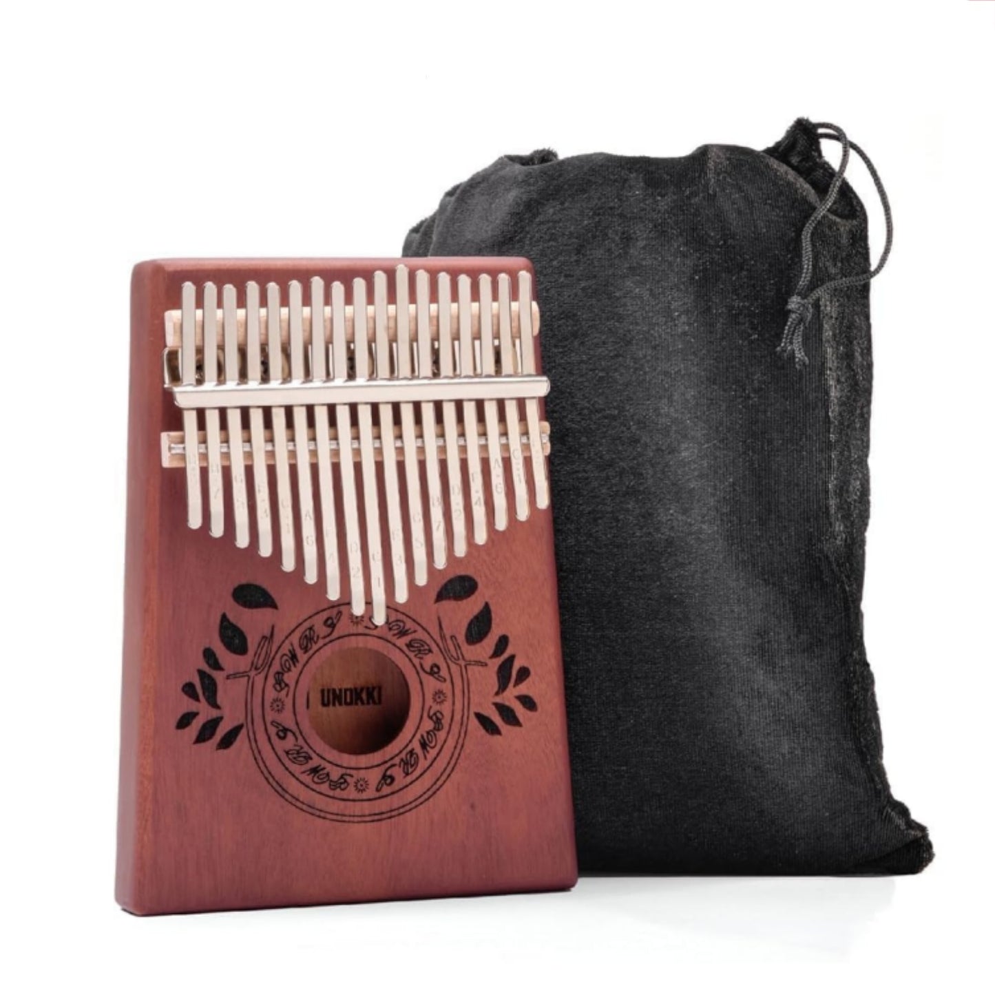 17 Keys Portable Mbira Finger Piano Music Instrument Gifts for Kids and Adults Beginners Thumb Pianos with Tuning Hammer, Finger Covers