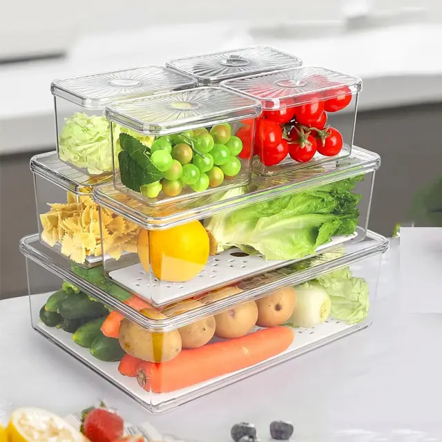 Set of 22Pcs Clear Food Pan Multi Size Storage Bins Square Food Storage Containers for Fruits Vegetable Food Kitchen Restaurant Food Prep