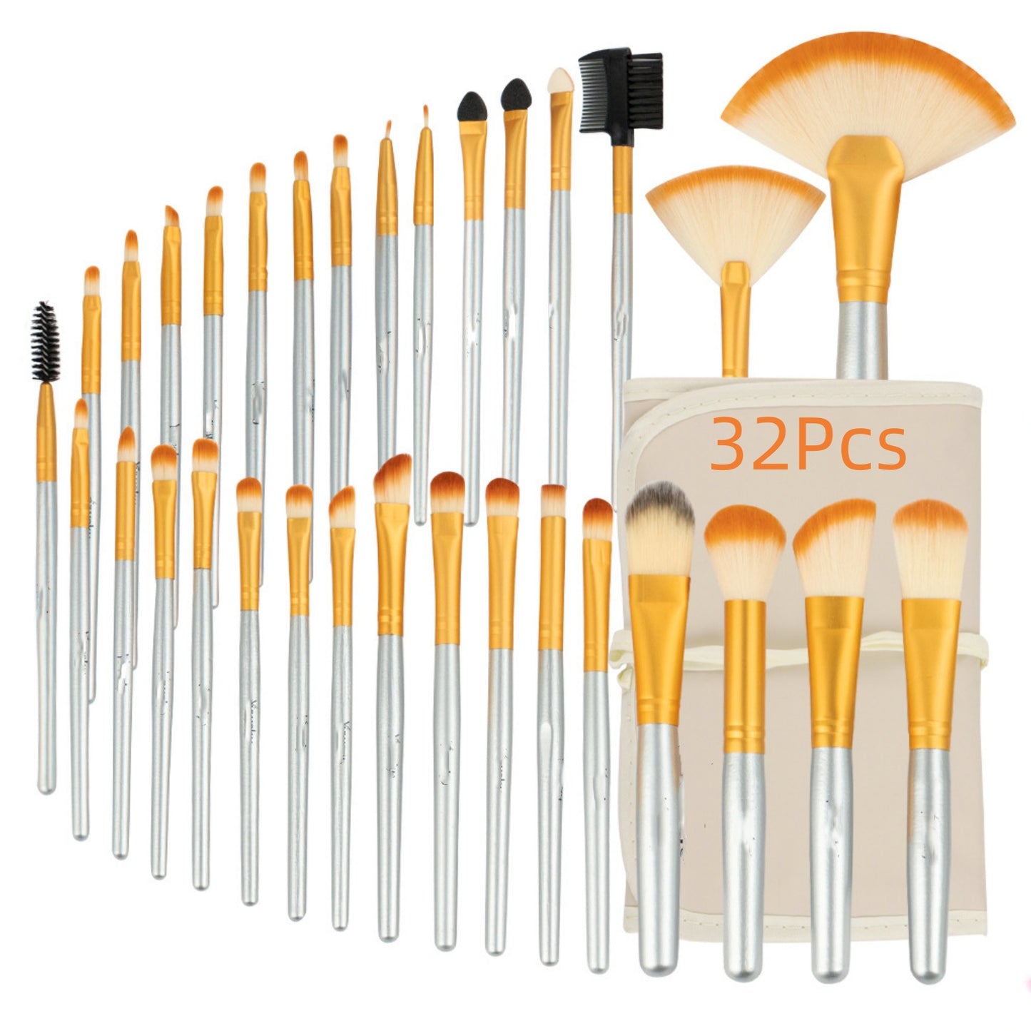 32pcs Makeup Brush Set, Cosmetic Brush Tool Set Foundation Blending Loose Powder Contour Eye Shadow Eyebrow Makeup Brush Set with Bag