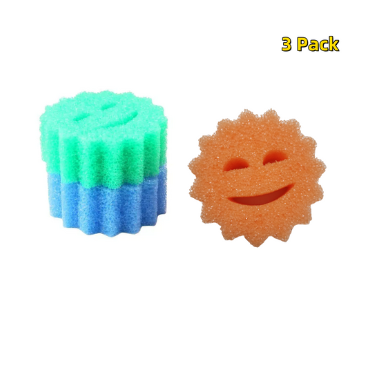 3 Pack Soft in Warm Water Firm in Cold Deep Cleaning Dishwasher Scrub Scratch Free Odor Smile Temperature Sensitive Sponge
