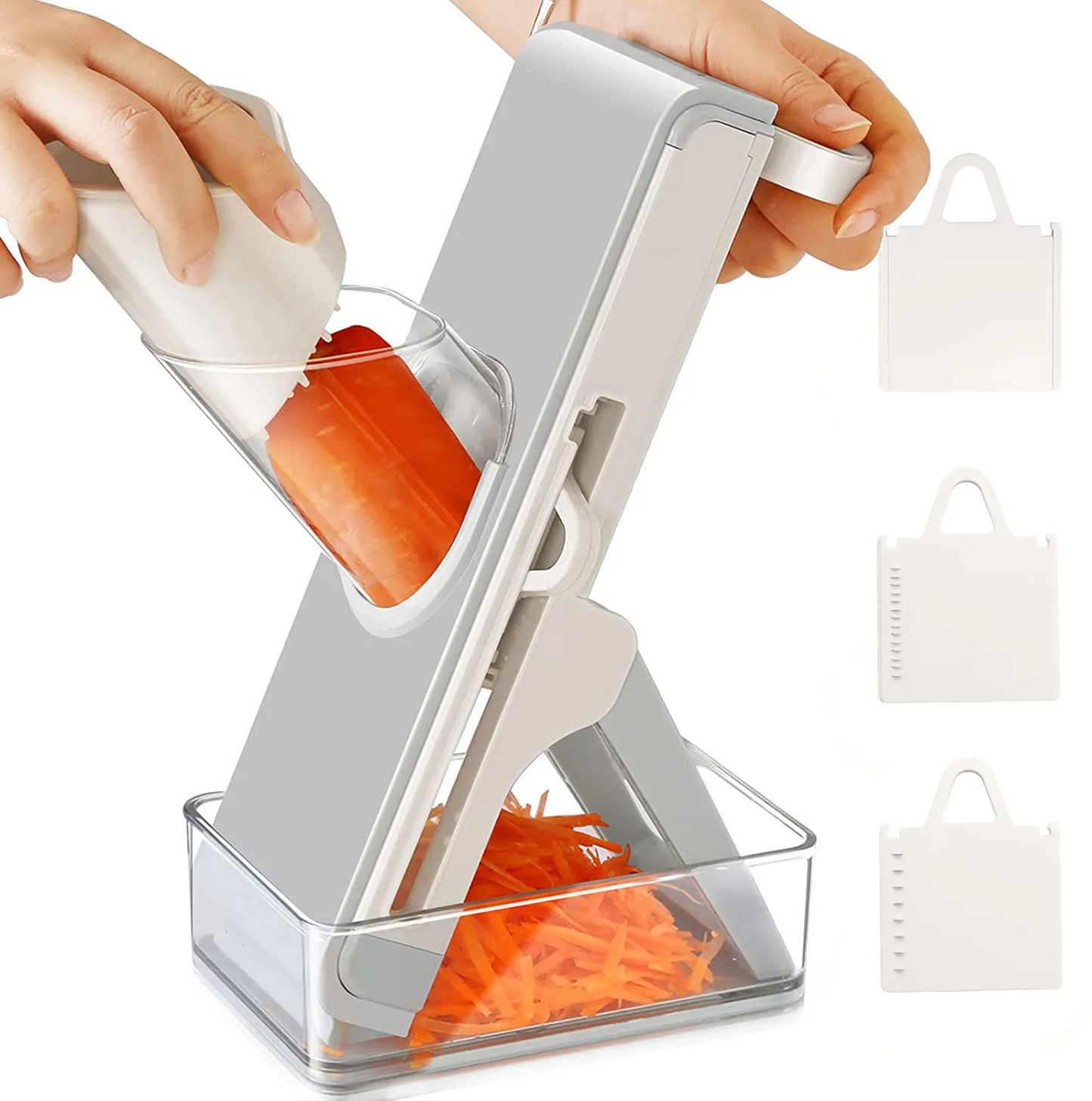 Safe Adjustable Mandoline Slicer for Kitchen – Vegetable Chopper & Dicer,Safe, Easy-to-Use for Onion, Potato, Tomato vegetable chopper with container handheld mandoline slicer