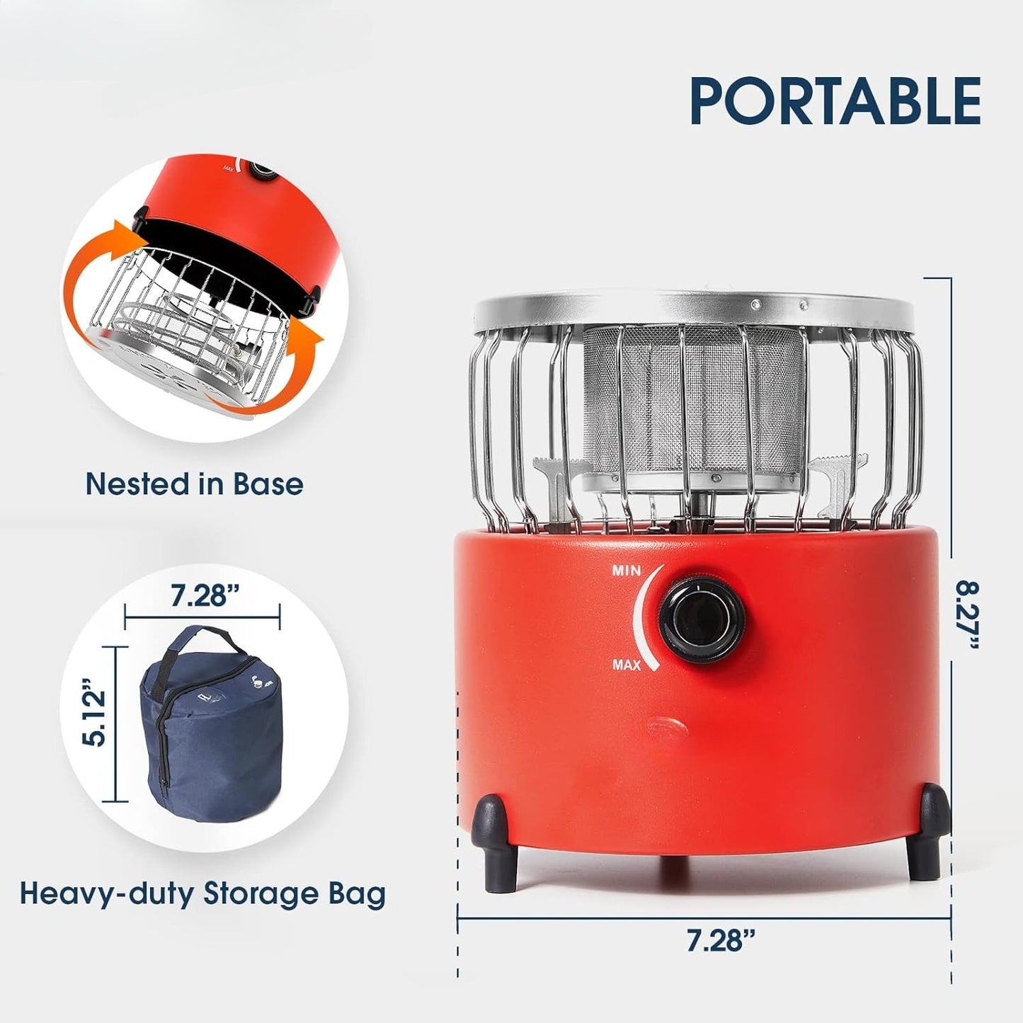 2 in 1 Camping Outdoor Propane Heater & Stove, Gas Stove Camp Garage Tent Hunting Blind Heater for Ice Fishing Backpacking Hiking Hunting Survival Emergency (Red)