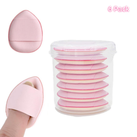 6Pcs Mini Finger Powder Puff, Mini Makeup Puff, Drop-Shaped Makeup Sponges, Soft Makeup Puff Setting Sponge Foundation Cosmetic Finger Puff for Women, Girls Makeup Setting Wet and Dry(Pink)