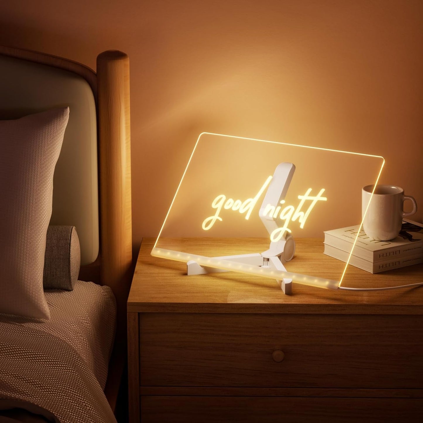 Acrylic Dry Erase Board with Light, Led Note Board with Colors Pen and Adjustable Stand, Use for Room/Store/Office/Festival/Gift