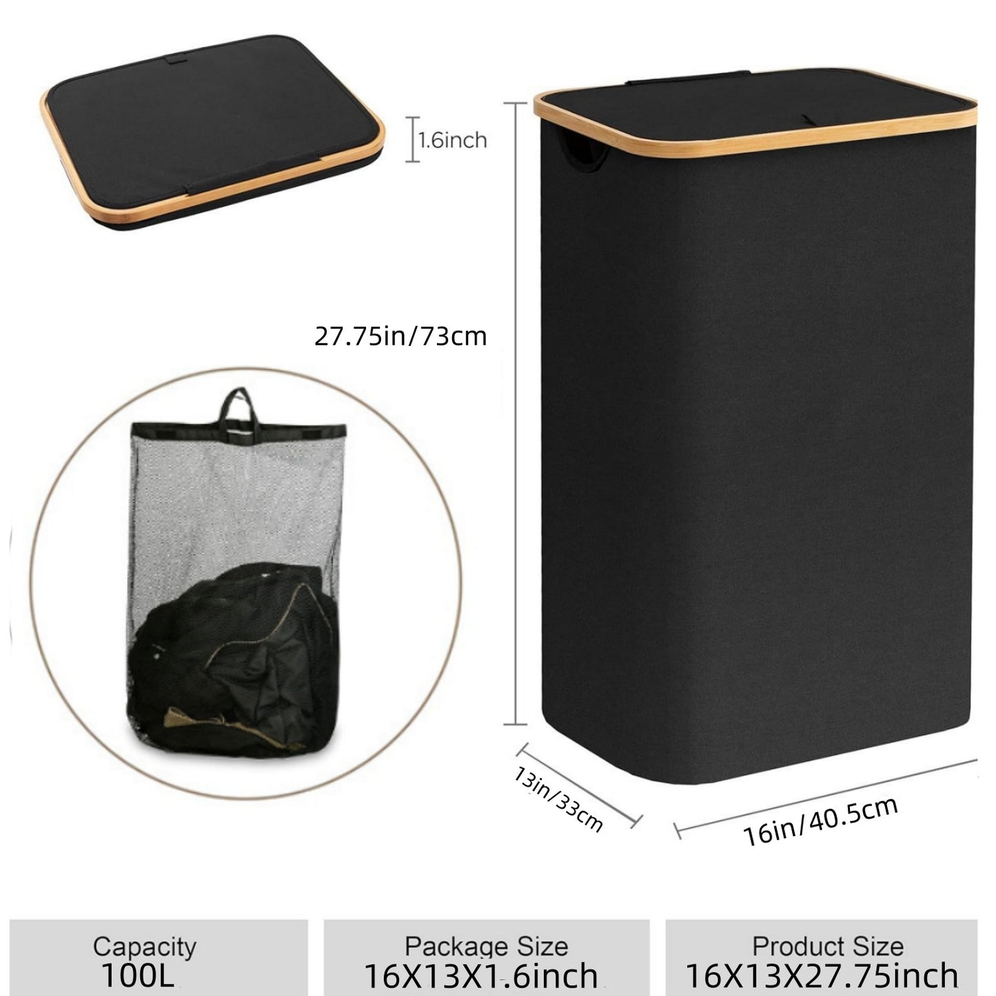 Laundry Hamper with Lid for Bedroom & Laundry Room, Durable Fabric Clothes Hamper with Handles, Mesh Baskets,  Laundry Baskets laundry basket laundry hamper laundry bag laundry room organization