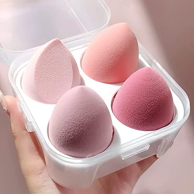 4pcs Makeup Blender Cosmetic Puff Makeup Sponge with Storage Box Foundation Powder Sponge Beauty Tools Women Make Up Accessories