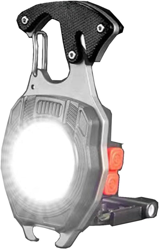 USB Rechargeable COB Keychain Work Light - Portable Flashlight with Folding Bracket, Bottle Opener & Magnet Base | Emergency, Camping