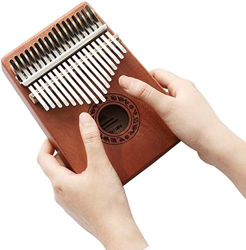 17 Keys Portable Mbira Finger Piano Music Instrument Gifts for Kids and Adults Beginners Thumb Pianos with Tuning Hammer, Finger Covers