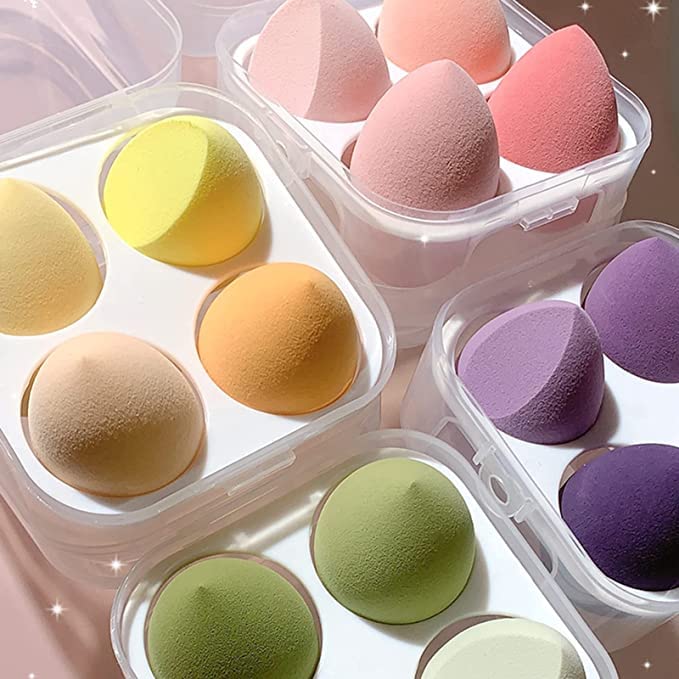 4pcs Makeup Blender Cosmetic Puff Makeup Sponge with Storage Box Foundation Powder Sponge Beauty Tools Women Make Up Accessories