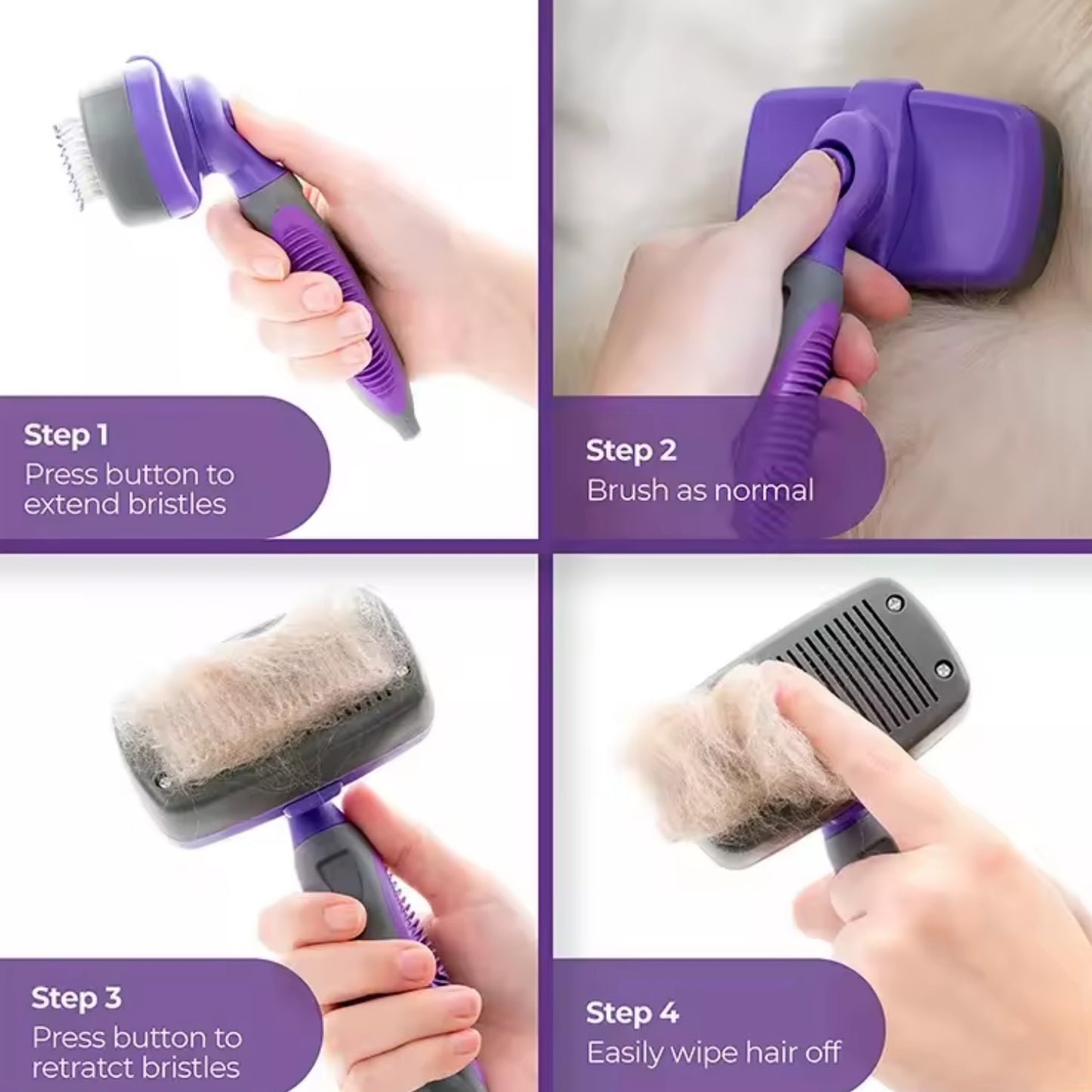 Self Cleaning Slicker Brush for Dogs and Cats - Pet Hair Brush for Shedding Long and Short Hair - Cat and Dog Grooming Tool