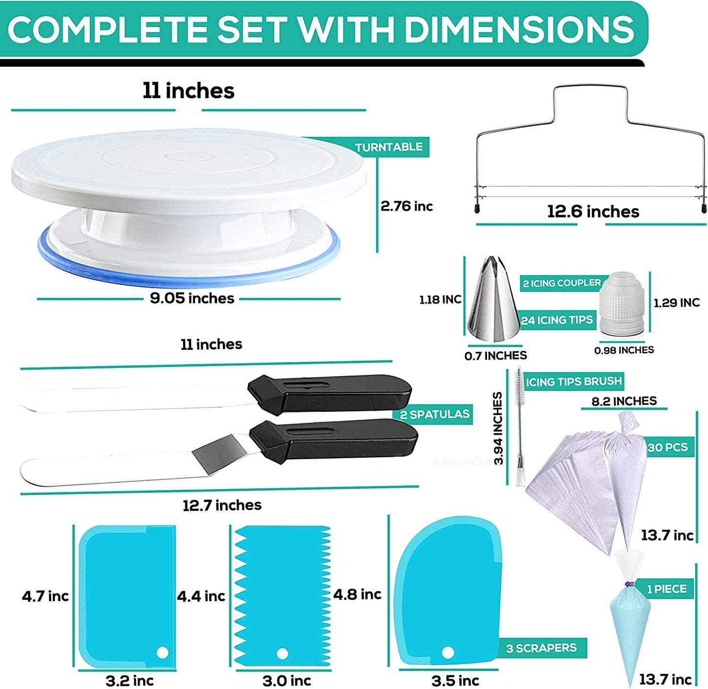 90-Piece Cake Decorating Kit for Beginners – Includes Turntable, 24 Numbered Icing Tips, Russian Piping Nozzles, Cake Leveler, Spatulas & E-Book – Professional Baking Tools