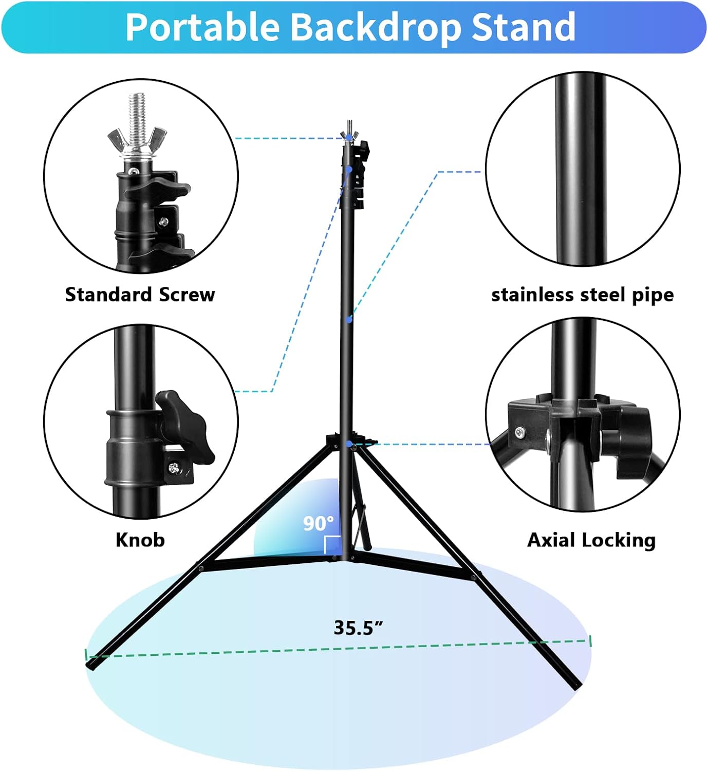 Photo Backdrop Stand Kit - Photography Photo Video Studio 6.5 x 10ft Greenscreen Backdground Stand Support Stand Kit