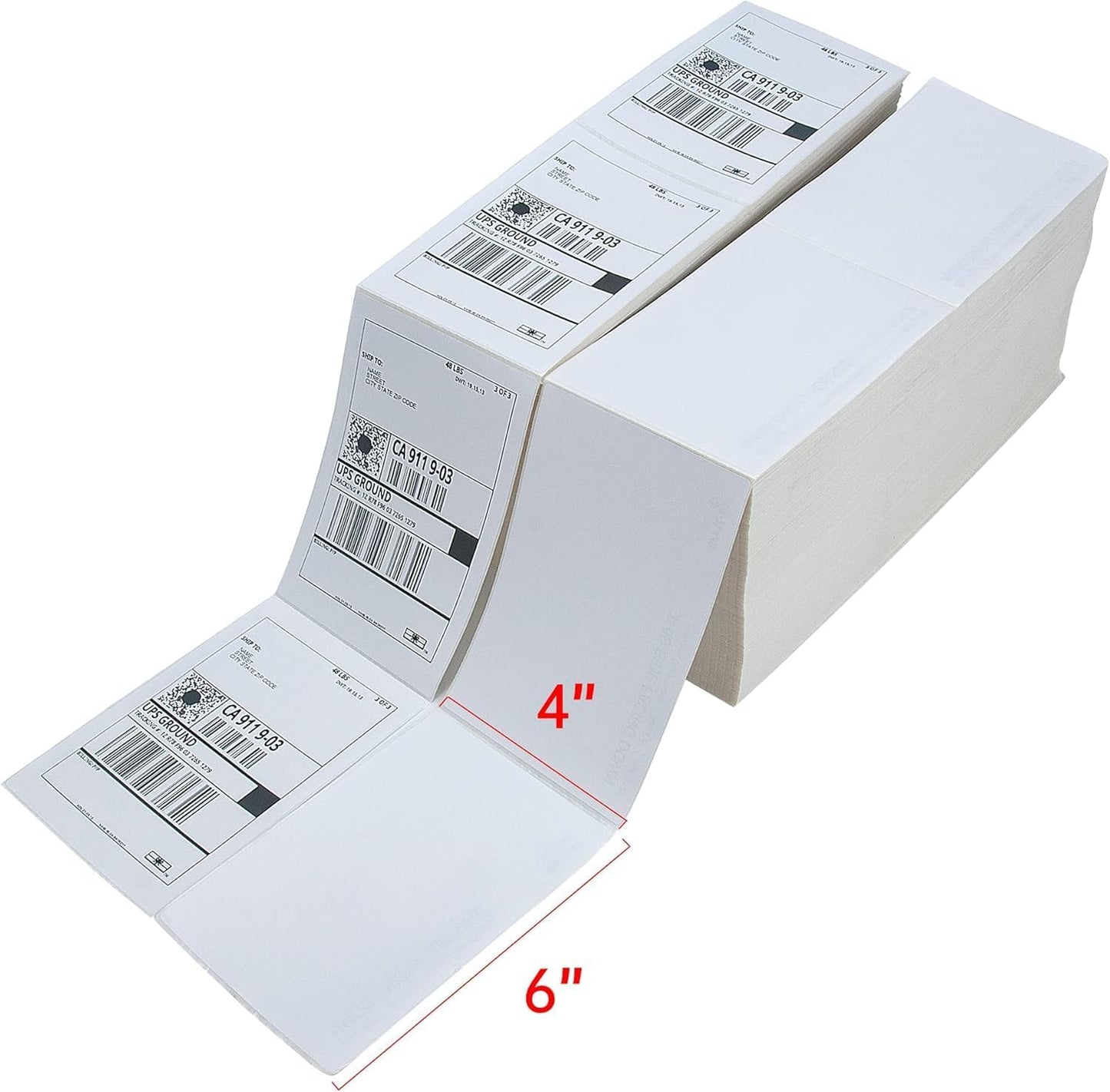 4"x6"Fanfold 4500 Thermal Adhesive Sticker Address Shipping Labels Strong Compatible  Waybill Shipping Paper