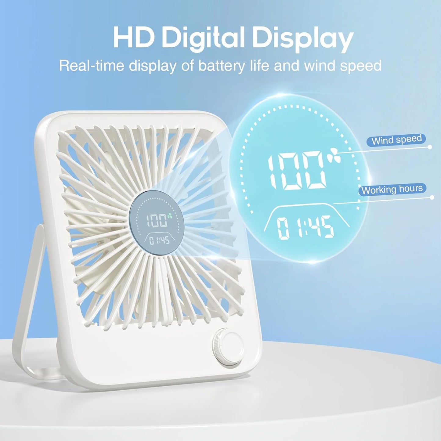USB Desk Fan: Portable Travel Fan for Cruise Ship Ultra-Quiet Personal Small Fan with 100 Wind Speeds Rechargeable Battery Powered Fans for Office Work Sleeping Makeup