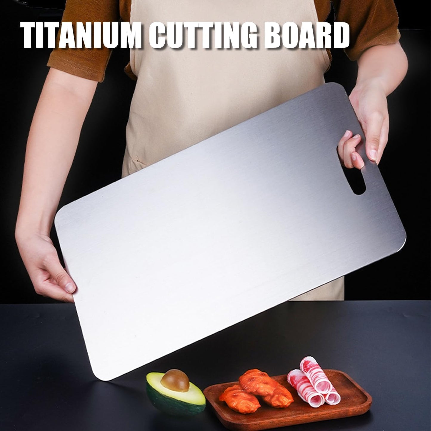 100% Pure Titanium Cutting Boards For Kitche, Double-sided food-grade Titanium Cutting Board For Cutting Meats, Fruits And Vegetables. (18X12in)