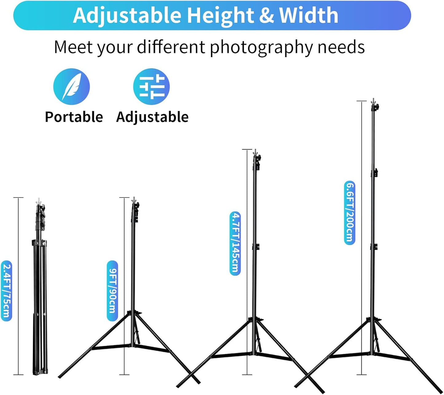 Photo Backdrop Stand Kit - Photography Photo Video Studio 6.5 x 10ft Greenscreen Backdground Stand Support Stand Kit