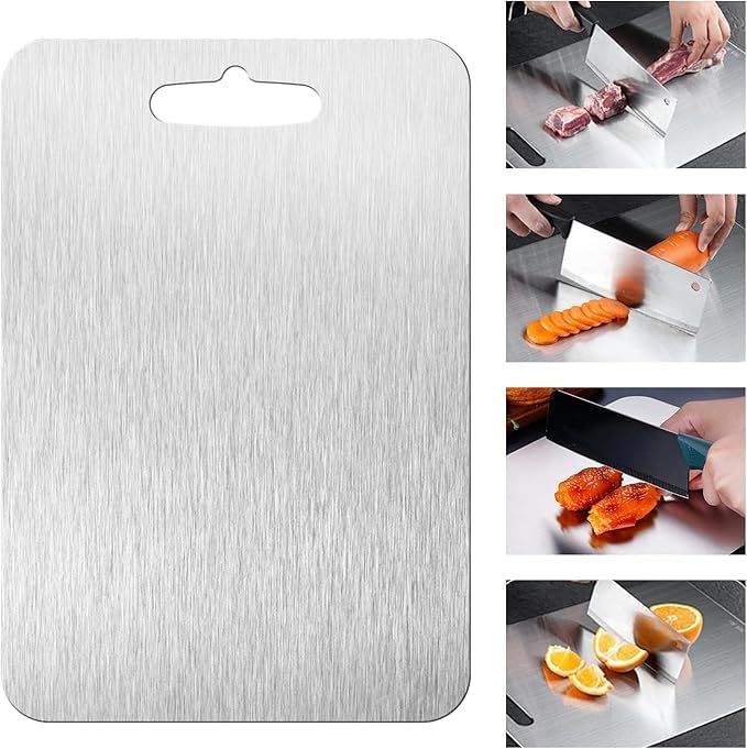 100% Pure Titanium Cutting Boards For Kitche, Double-sided food-grade Titanium Cutting Board For Cutting Meats, Fruits And Vegetables. (18X12in)