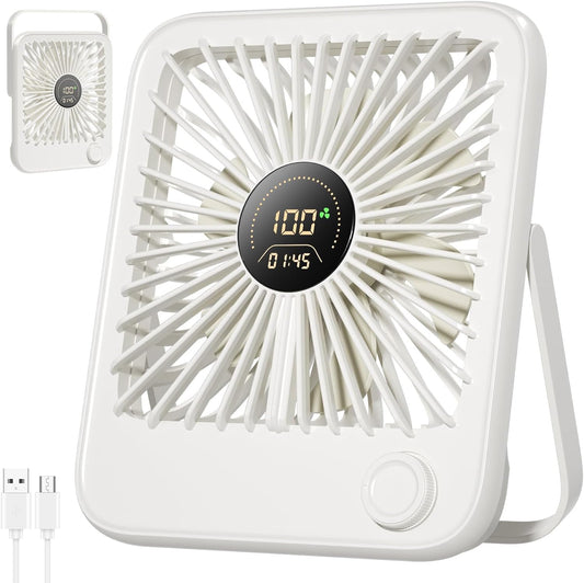 USB Desk Fan: Portable Travel Fan for Cruise Ship Ultra-Quiet Personal Small Fan with 100 Wind Speeds Rechargeable Battery Powered Fans for Office Work Sleeping Makeup