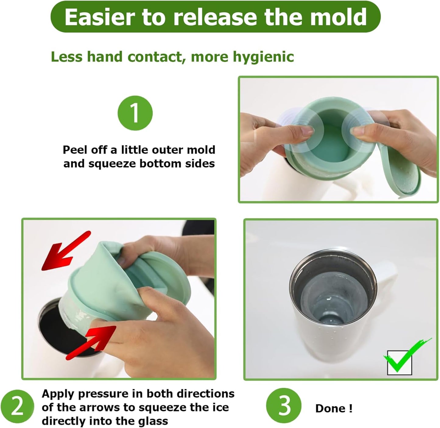 3-Pack Silicone Ice Cube Mold Tray Hollow Cylinder Tumbler Mold for 20, 30, 40 oz Water Bottles with Lid, Reusable & Leakproof