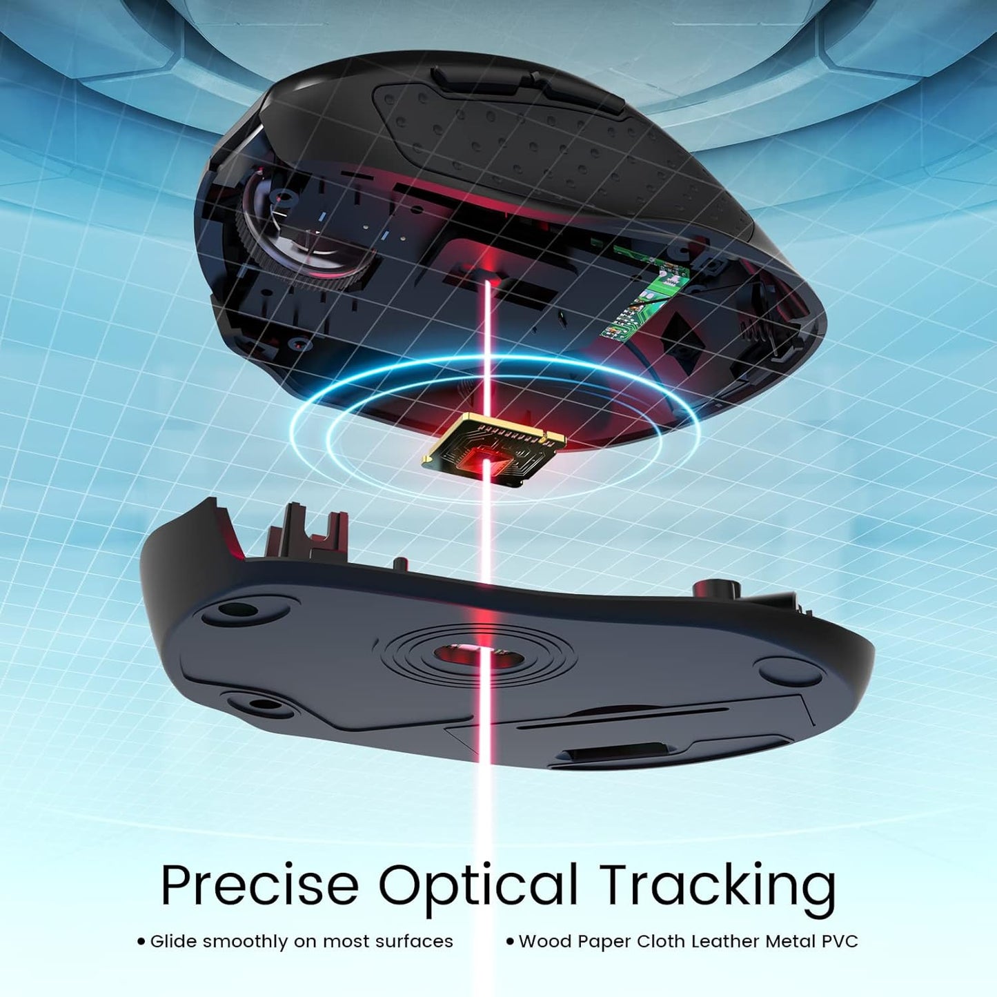 2.4G Wireless Mouse 5-Level 2400 DPI Ergonomic Office Wireless Computer Mouse for Laptop