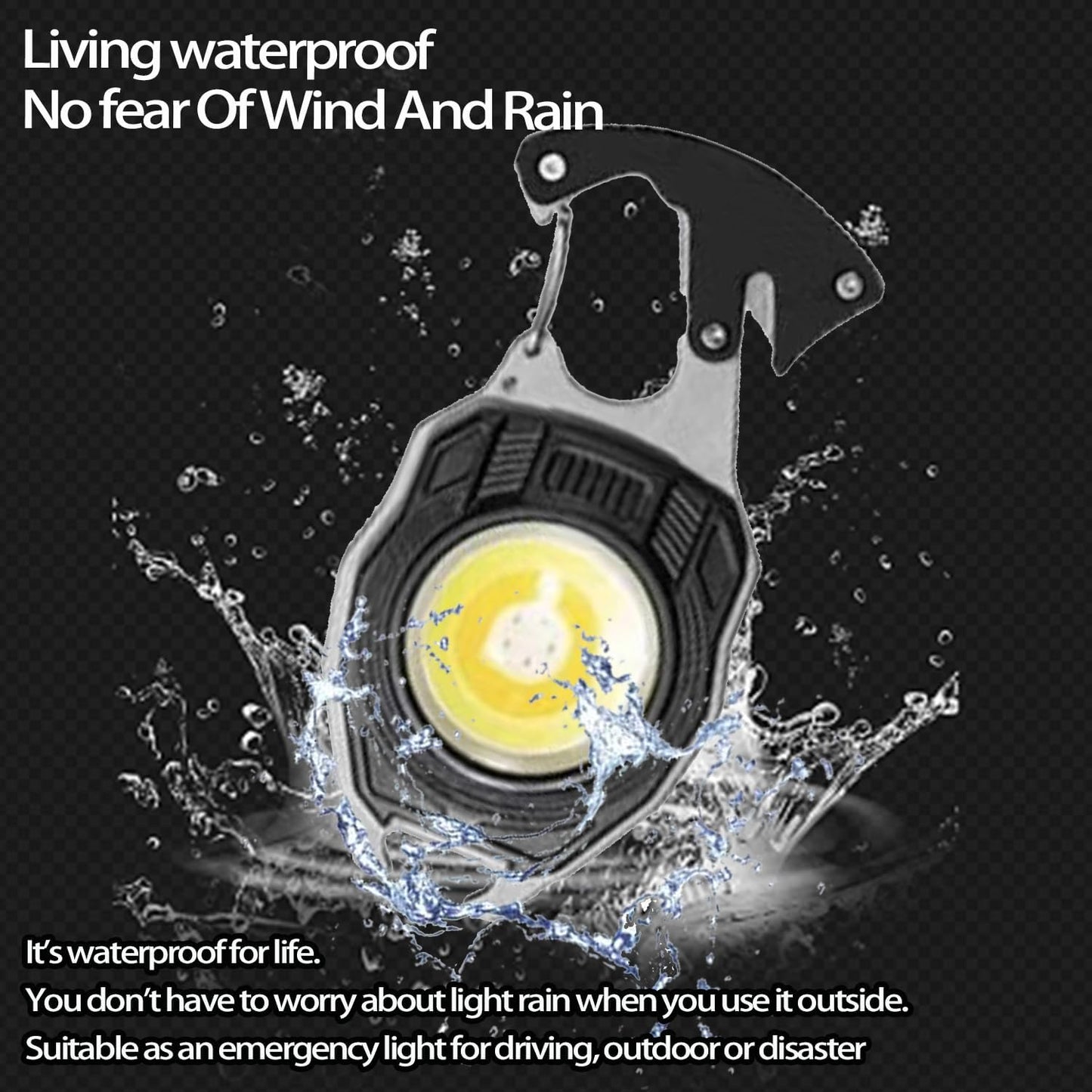 USB Rechargeable COB Keychain Work Light - Portable Flashlight with Folding Bracket, Bottle Opener & Magnet Base | Emergency, Camping