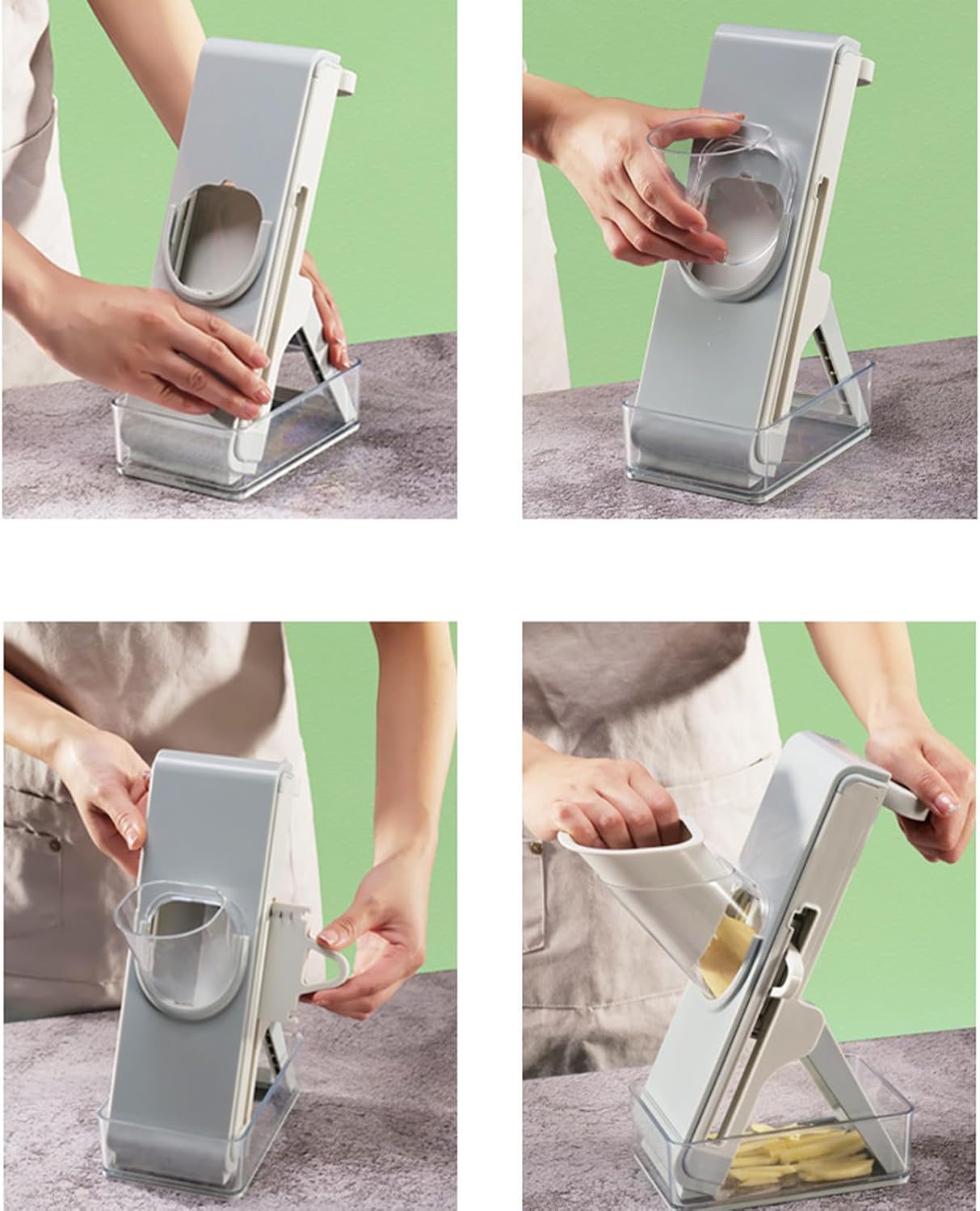 Safe Adjustable Mandoline Slicer for Kitchen – Vegetable Chopper & Dicer,Safe, Easy-to-Use for Onion, Potato, Tomato vegetable chopper with container handheld mandoline slicer