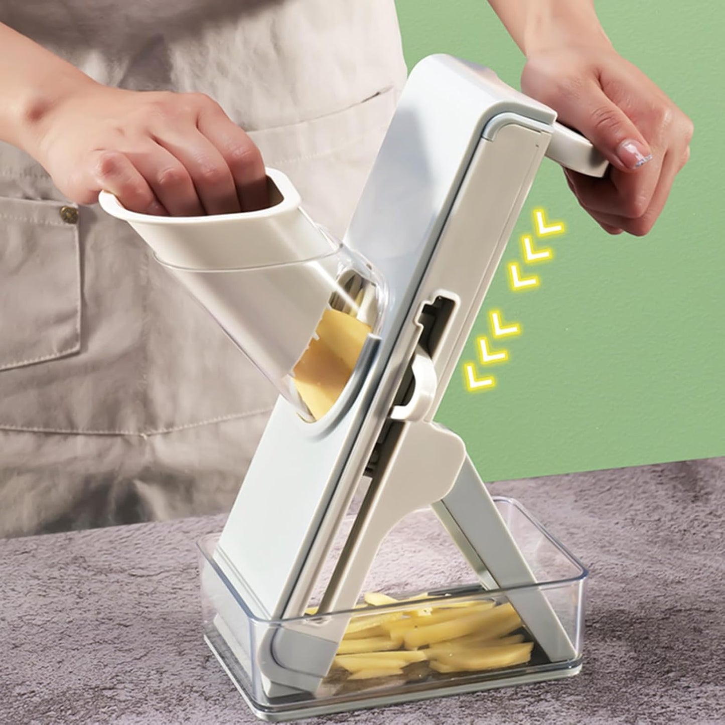 Safe Adjustable Mandoline Slicer for Kitchen – Vegetable Chopper & Dicer,Safe, Easy-to-Use for Onion, Potato, Tomato vegetable chopper with container handheld mandoline slicer