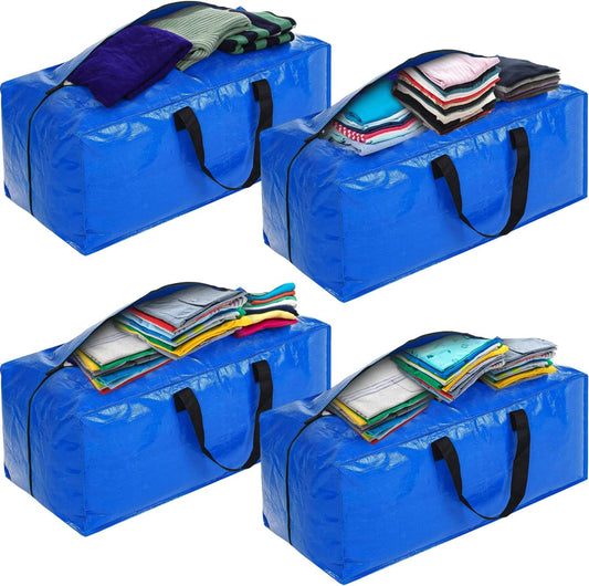 Extra Large Storage Bags, Large Moving Bags Heavy Duty, Storage Totes Zippered Moving Boxes Supplies for College, Foldable Duffle Bag for Travel