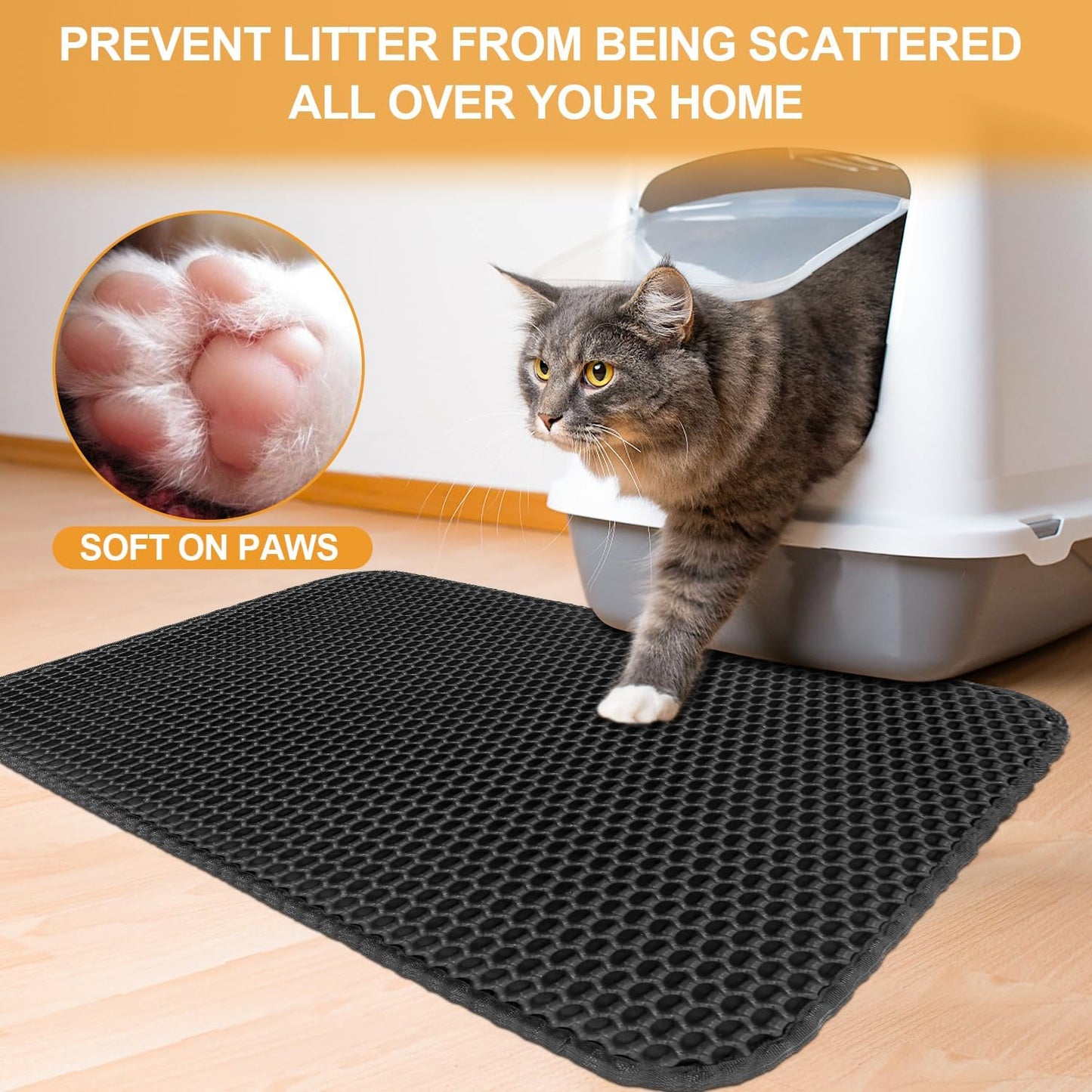 Double-Layer Honeycomb Cat Litter Trapper Mat – Waterproof EVA Mat for Litter Scatter Control, Non-Slip Floor Protection