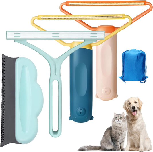 4pcs Dog Hair Remover for Couch, Efficient Pet Hair Remover for Furniture, Reusable Carpet Scraper, Carpet Hair Removal Tool, Cat Hair Remover Furniture, Carpet, Couch, Car