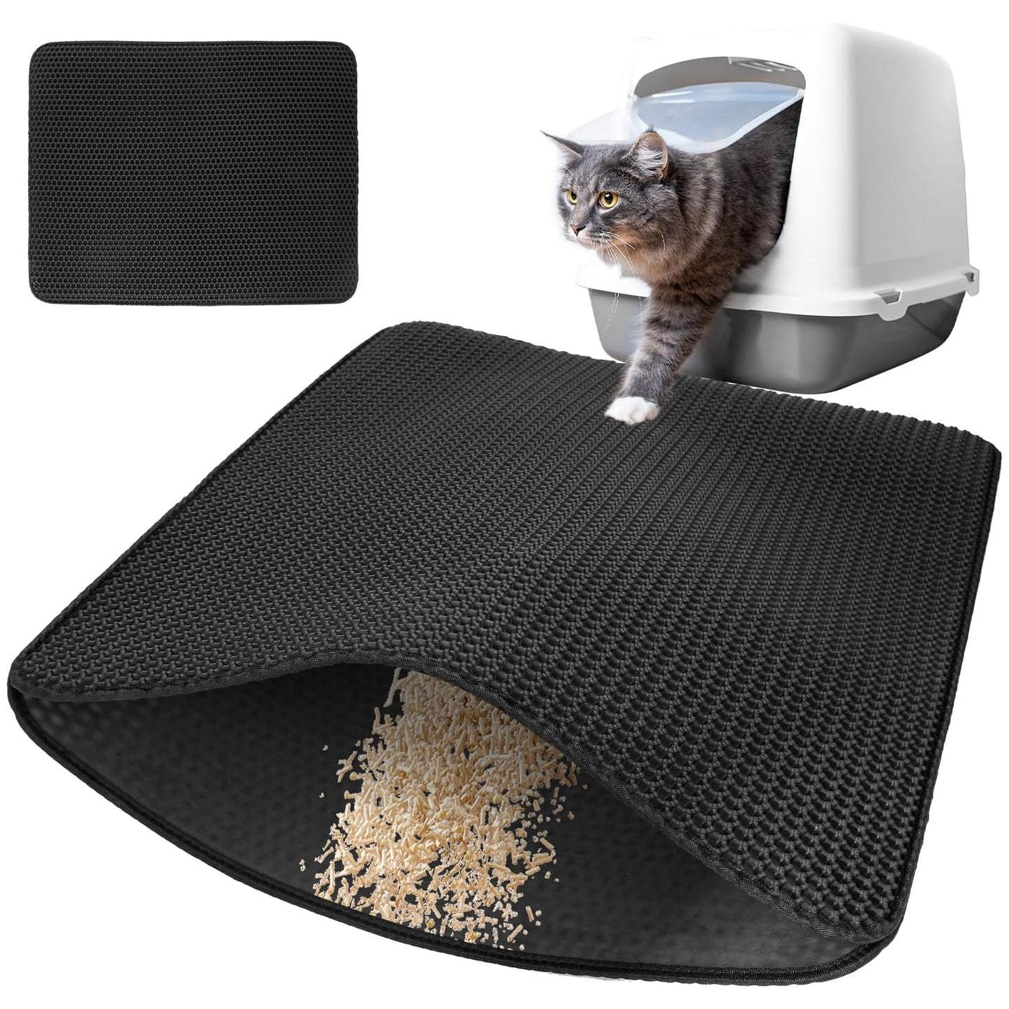 Double-Layer Honeycomb Cat Litter Trapper Mat – Waterproof EVA Mat for Litter Scatter Control, Non-Slip Floor Protection