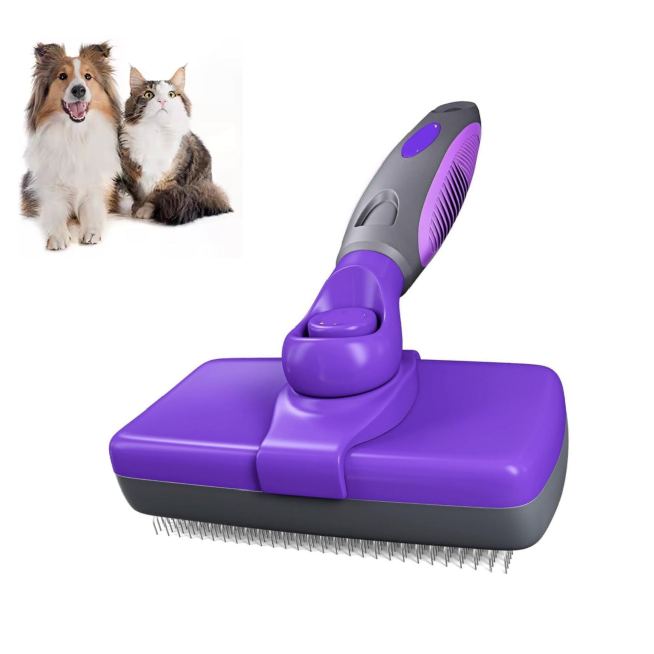 Self Cleaning Slicker Brush for Dogs and Cats - Pet Hair Brush for Shedding Long and Short Hair - Cat and Dog Grooming Tool
