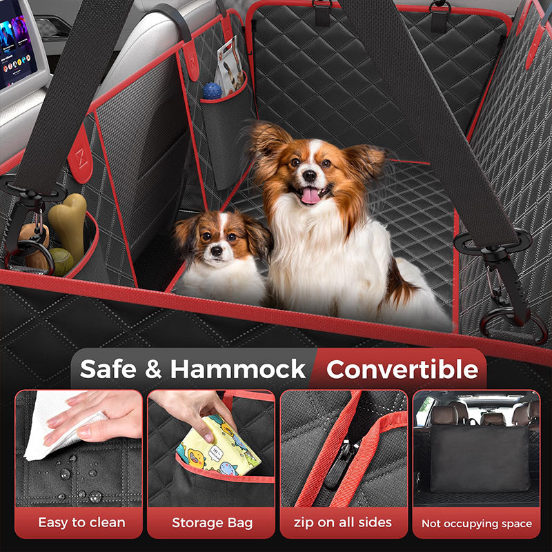 Hard Bottom Car: Back Seat Extender for Dogs, Dog Seat Cover for Back Seat with Mesh Window and Storage Pocket