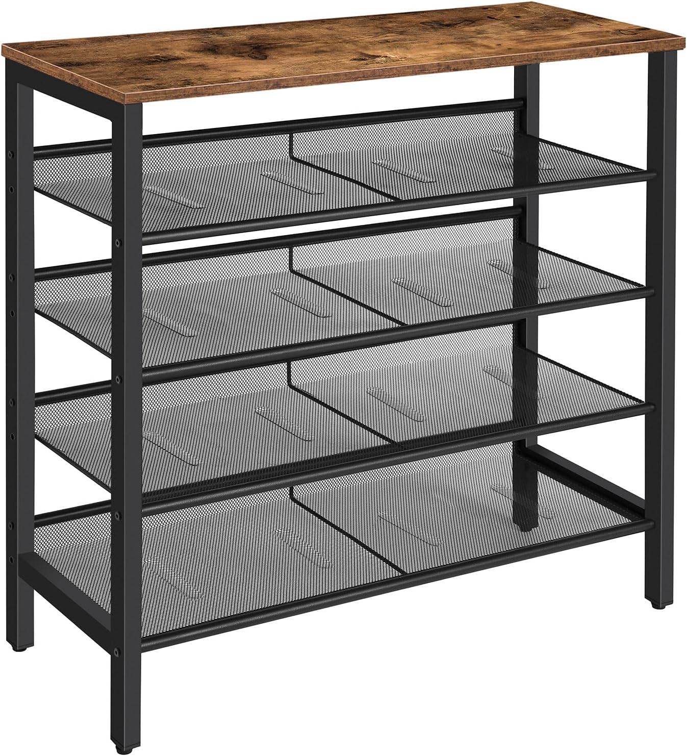 5-Tier Shoe Storage Unit Flat & Slant Adjustable Shoe Organizer Shelf for 16 Pairs, Durable and Stable, for Entryway, Hallway, Closet, Dorm Room, Industrial