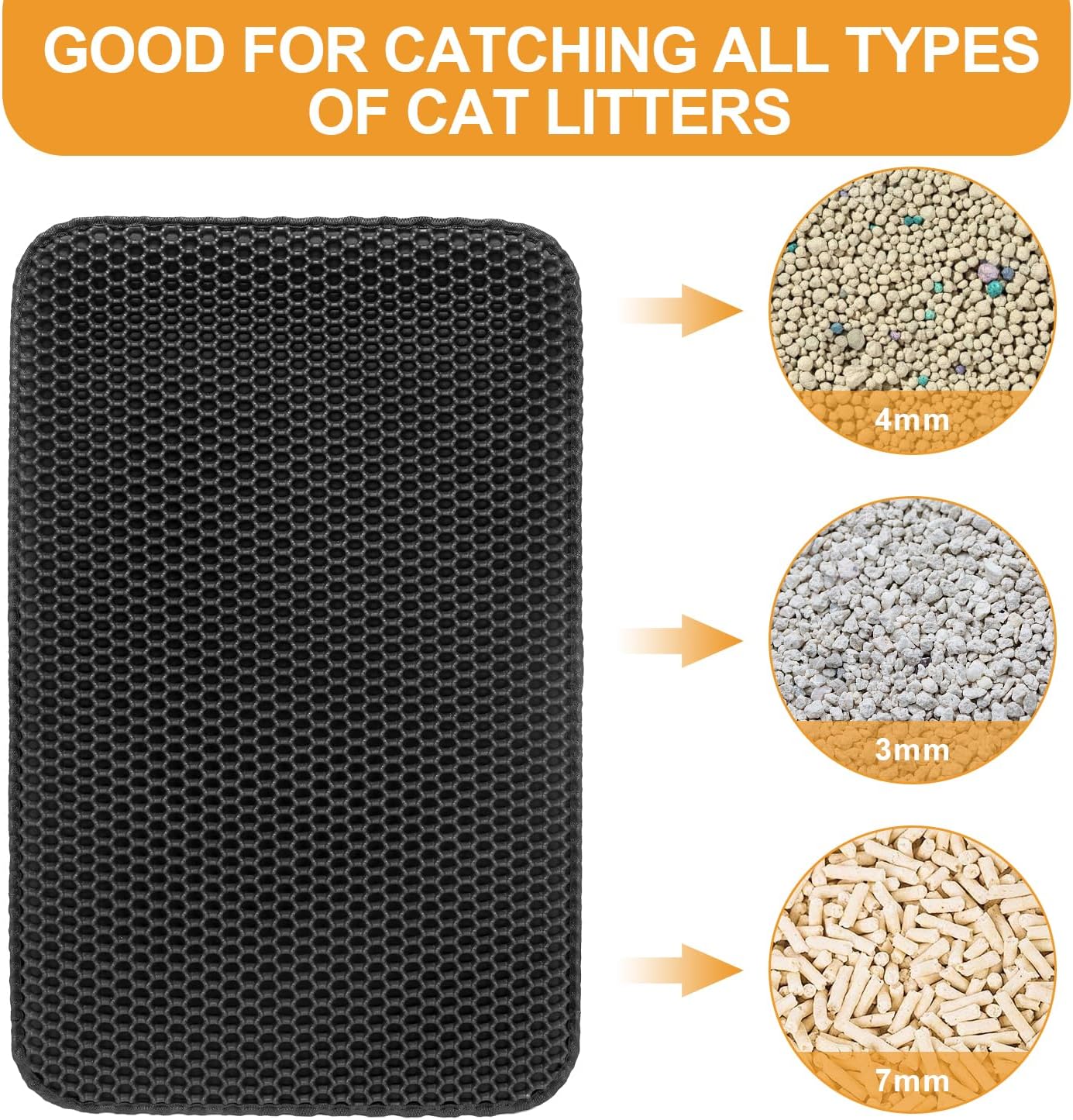 Double-Layer Honeycomb Cat Litter Trapper Mat – Waterproof EVA Mat for Litter Scatter Control, Non-Slip Floor Protection