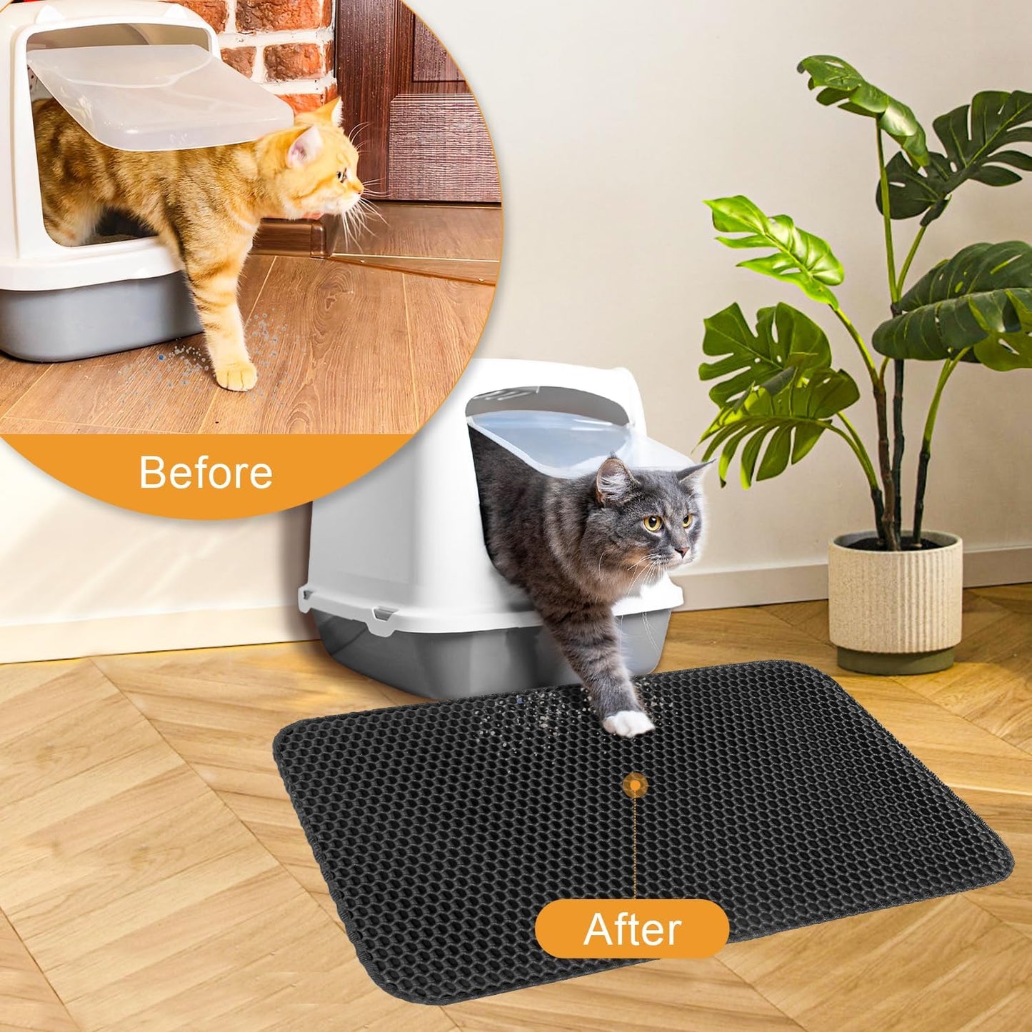 Double-Layer Honeycomb Cat Litter Trapper Mat – Waterproof EVA Mat for Litter Scatter Control, Non-Slip Floor Protection