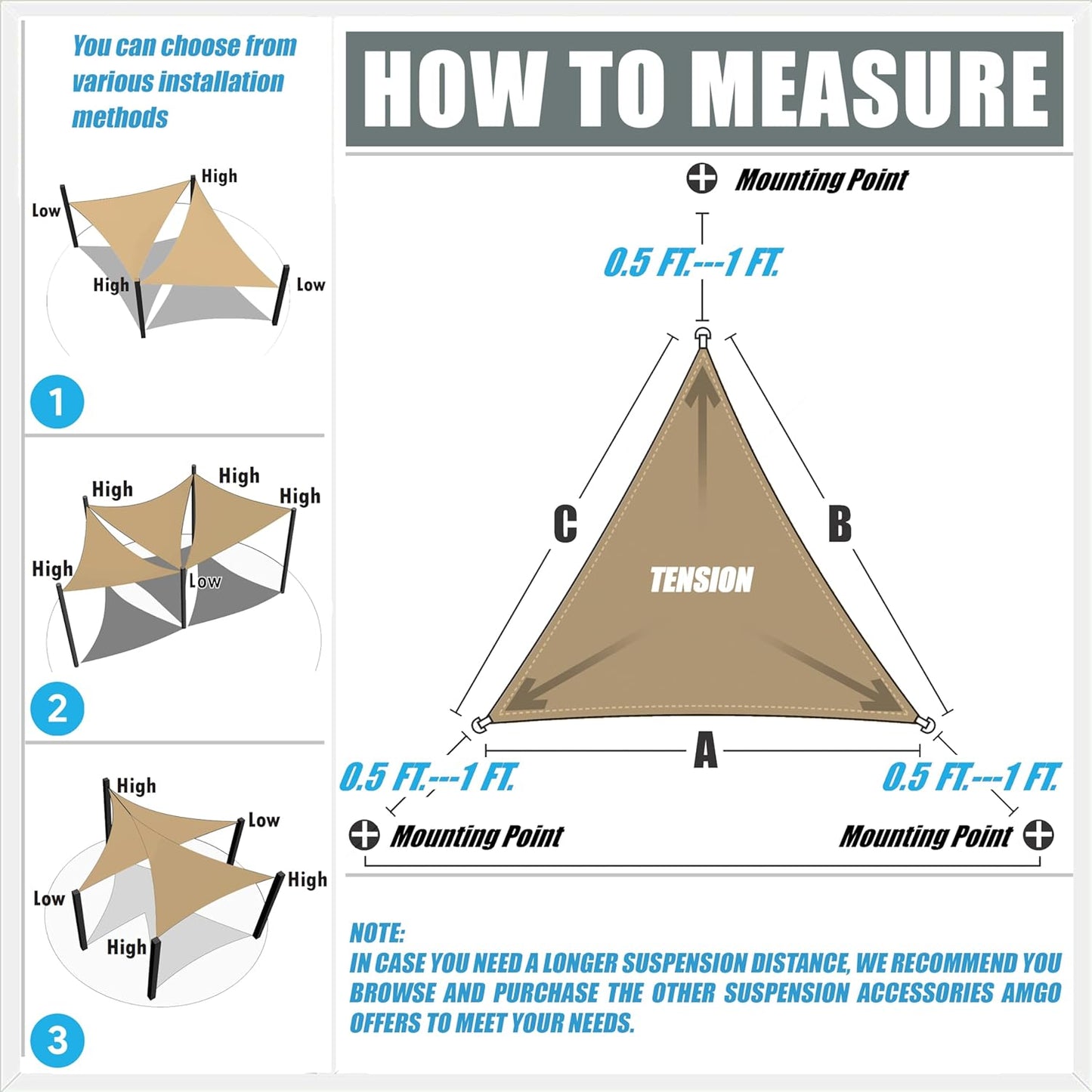 12' x 12' x 12' Sand Beige Sun Shade Sail Right Triangle Canopy Awning Shelter Fabric Screen - UV Block UV Resistant Heavy Duty Commercial Grade - Outdoor Patio