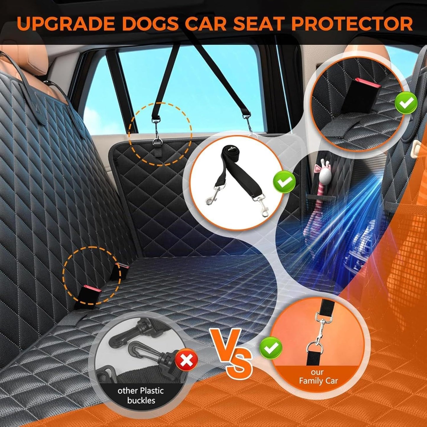 Hard Bottom Dog Back Seat Extender Pet Car Mat Cover for Dog Waterproof Back Seat Pet Cover Car Dog Hammock