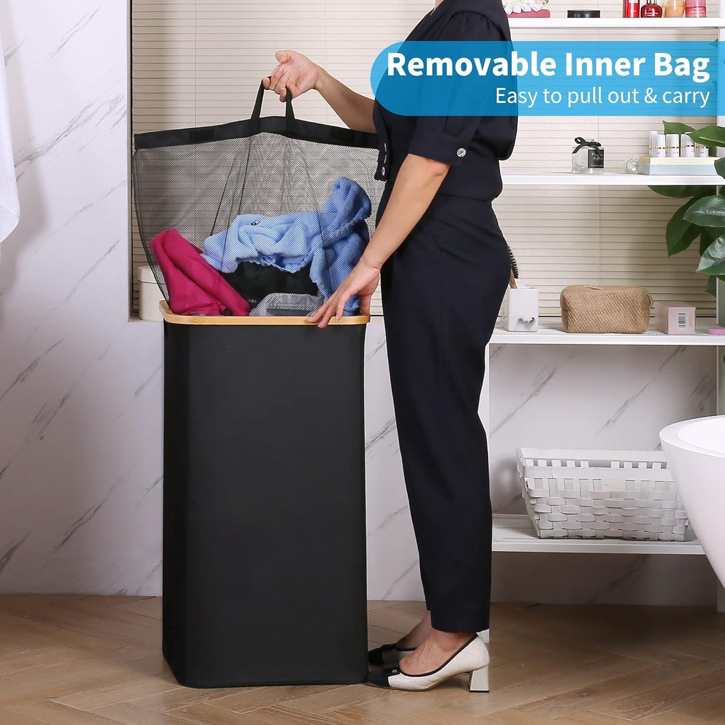 Laundry Hamper with Lid for Bedroom & Laundry Room, Durable Fabric Clothes Hamper with Handles, Mesh Baskets,  Laundry Baskets laundry basket laundry hamper laundry bag laundry room organization