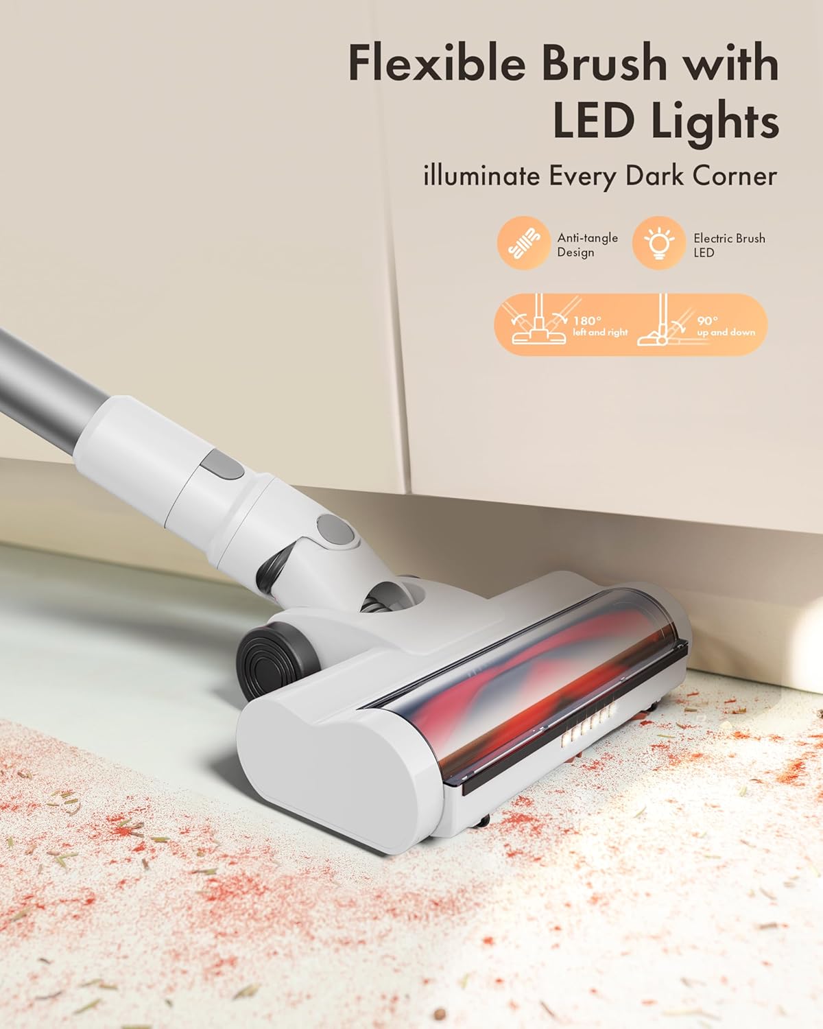 Cordless Vacuum Cleaner, 8-in-1 Lightweight Stick Vacuum with 45mins Runtime, Powerful Suction Cordless Vacuum for Carpet, Tile, Pet Hair, Hardwood Floors