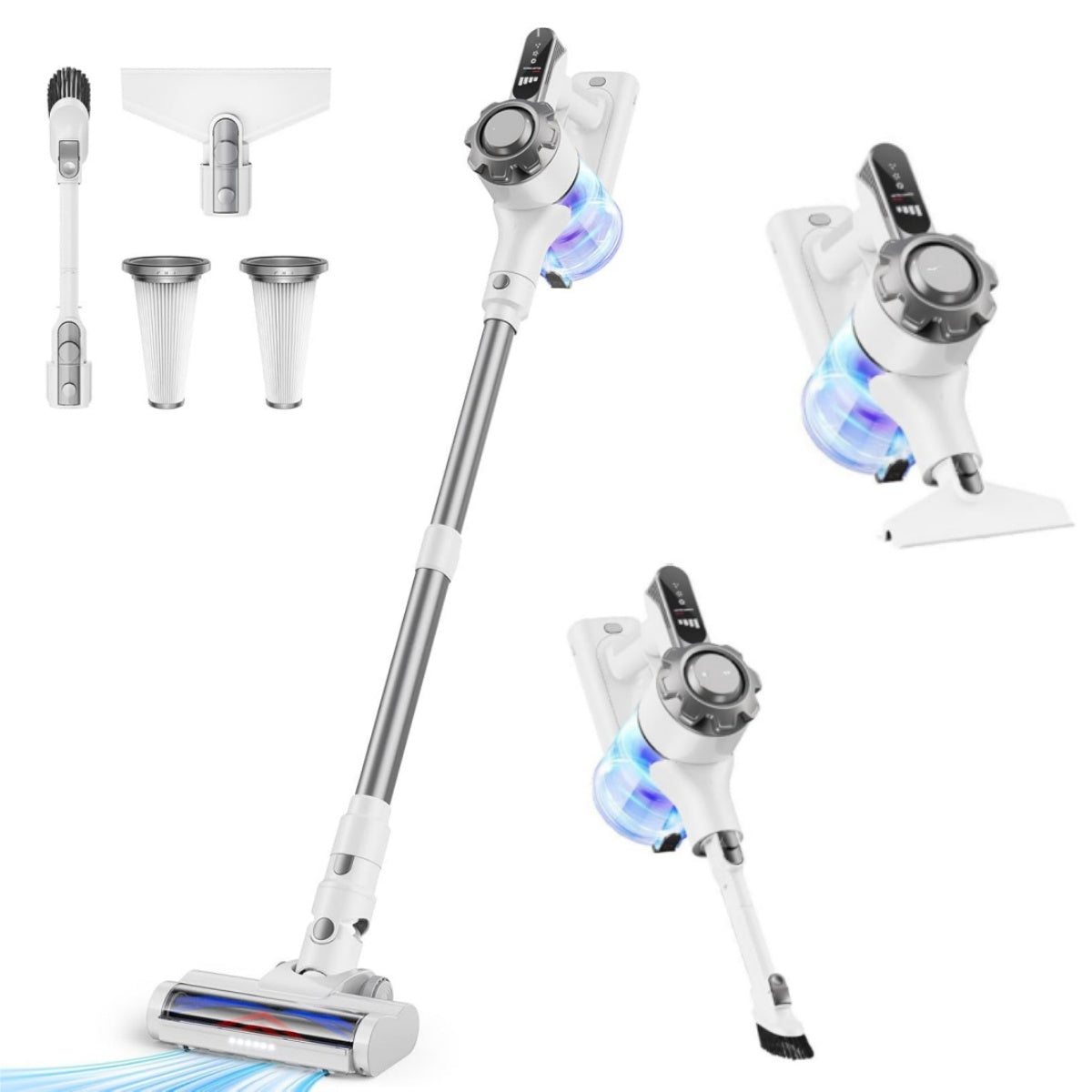 Cordless Vacuum Cleaner, 8-in-1 Lightweight Stick Vacuum with 45mins Runtime, Powerful Suction Cordless Vacuum for Carpet, Tile, Pet Hair, Hardwood Floors