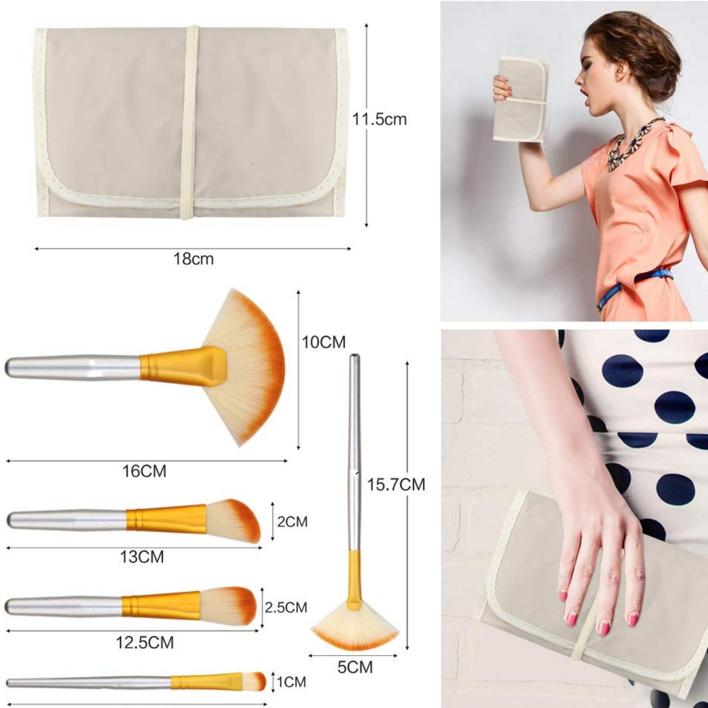 32pcs Makeup Brush Set, Cosmetic Brush Tool Set Foundation Blending Loose Powder Contour Eye Shadow Eyebrow Makeup Brush Set with Bag