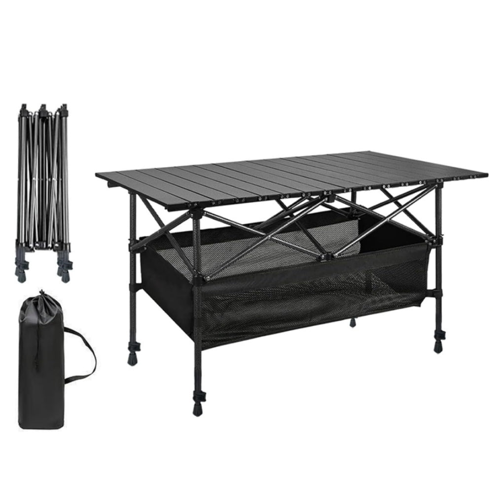Portable Folding Camping Table - Lightweight Aluminum Outdoor Picnic Table for Beach, BBQ, Backyard