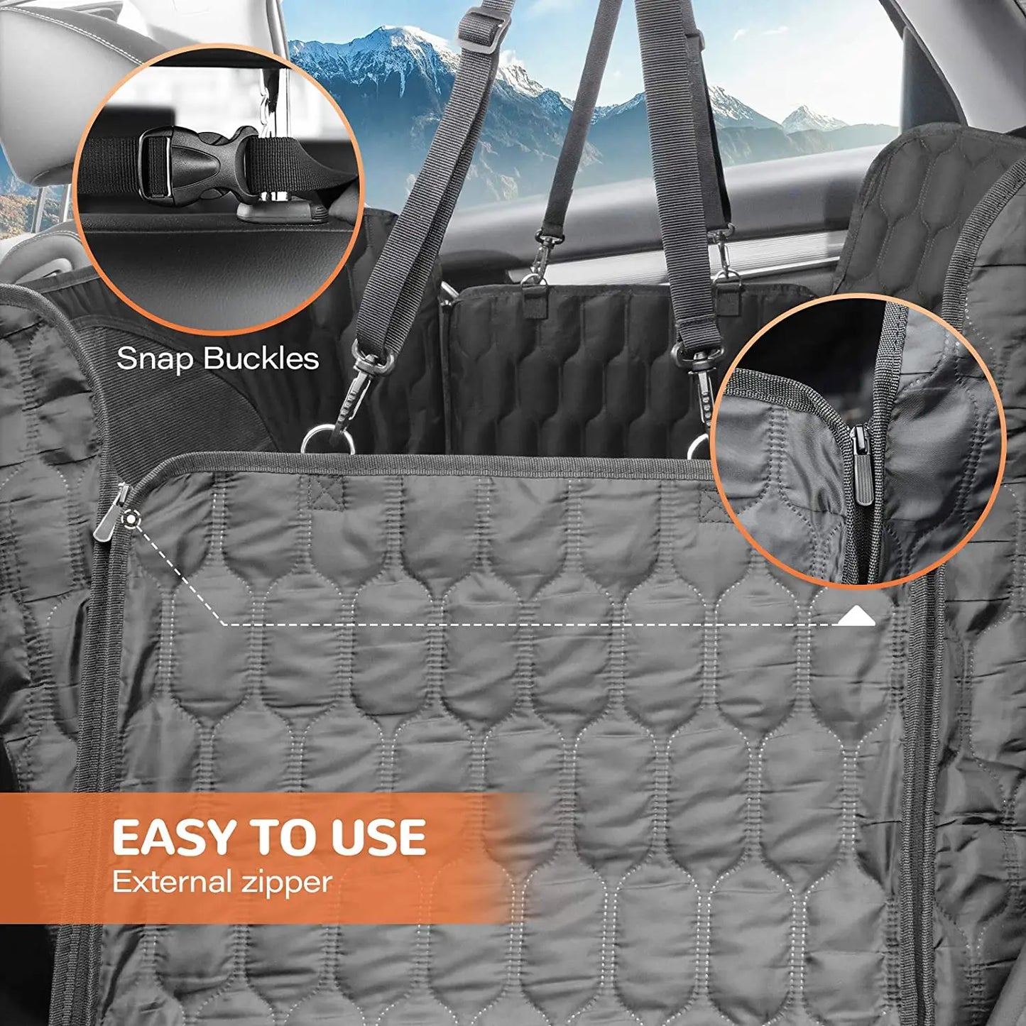 Waterproof Dog Car Back Seat Cover,Nonslip Dog Seat Cover With Mesh Window,Storage Pocket,Universal Size Fits for Car/Truck/SUV
