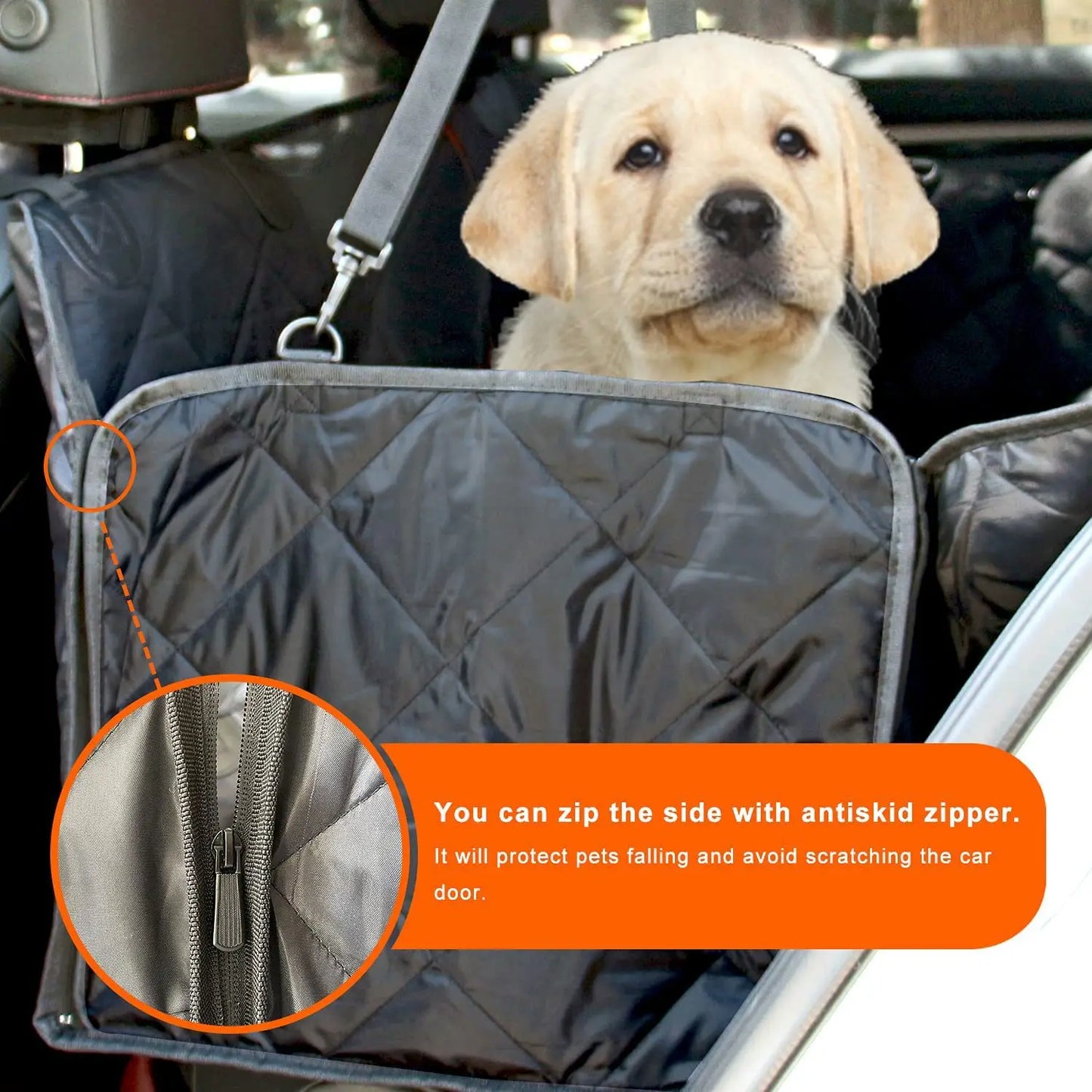 100% Waterproof Scratchproof Luxury 4-in-1 PVC Dog Hammock Durable Non-Slip Car Seat Cover with Big Mesh Window for Pets