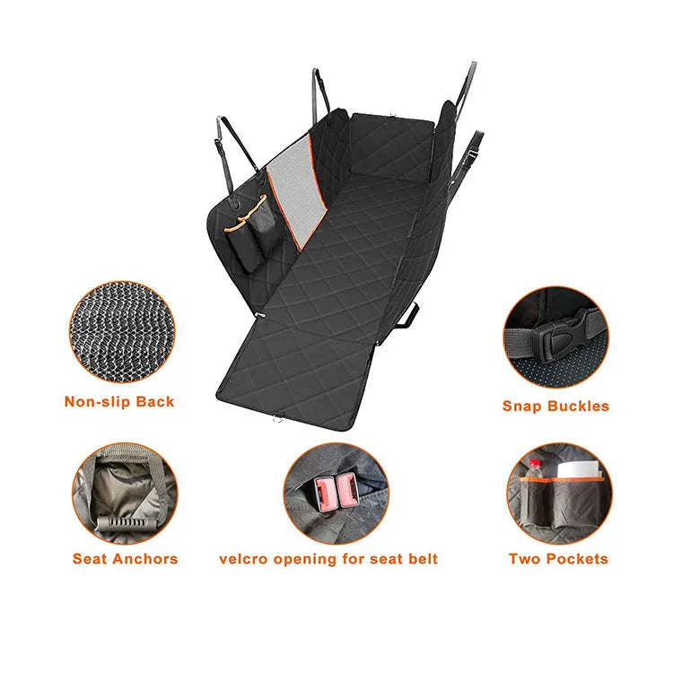 100% Waterproof Scratchproof Luxury 4-in-1 PVC Dog Hammock Durable Non-Slip Car Seat Cover with Big Mesh Window for Pets
